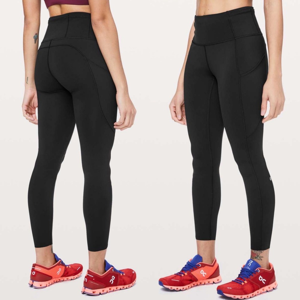 Lululemon Fast And Free Leggings Black Nulux Womens Size 2 Style LW5BXQ Yoga Run